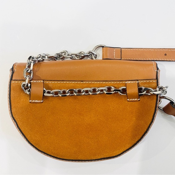 Zara 100% leather and chain waist belt bag with silver hardware - Picture 11 of 11